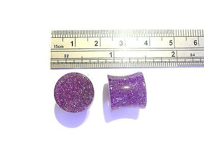 Double Flare GLITTER Plugs LOBE Gauges 1/2 inch PURPLE - I Love My Piercings!