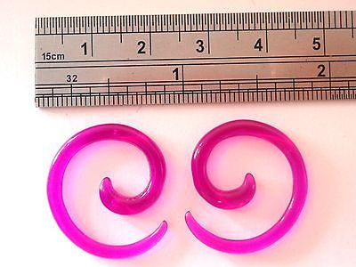 Pair 2 pieces Purple  Acrylic Spiral Tapers Lobe Plugs 8 gauge 8g - I Love My Piercings!