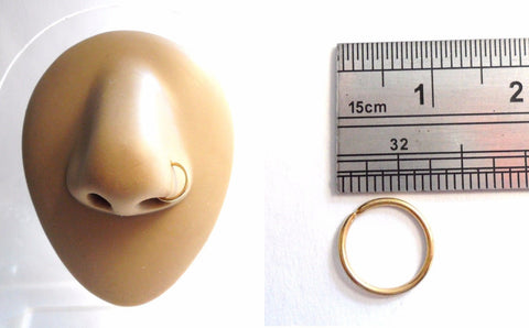 Gold Titanium Seamless Nose No Ball Thin Hoop Ring 20 gauge 20g 8 mm Diameter - I Love My Piercings!