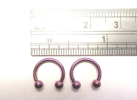 Pair Purple Titanium Horse Shoes Horseshoes Half Hoop Cartilage Rings 16 gauge - I Love My Piercings!