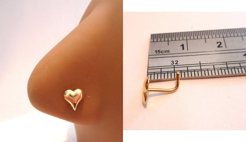 18k Yellow Gold Plated Nose Piercing Stud Pin Ring L Shape Heart 20 gauge 20g - I Love My Piercings!