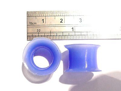 2 pieces Pair Blue Silicone Flexible Double Flare Lobe Tunnels 1/2 inch - I Love My Piercings!