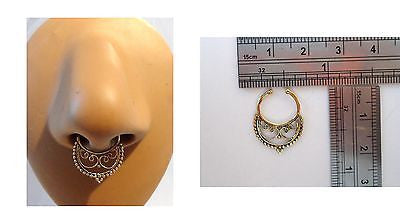 Gold Brass Fake Faux Filigree Ornate Septum Ring Hoop Barbell Looks 18 gauge - I Love My Piercings!
