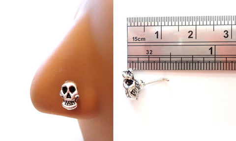 Surgical Steel Skull Nose Stud L Shape Bent Pin Post Ring 18 gauge 18g - I Love My Piercings!