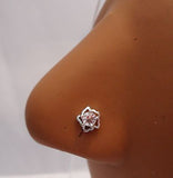 Nose Stud Pin Ring L Shape Post Clear Crystal Large Flower 20g 20 gauge - I Love My Piercings!