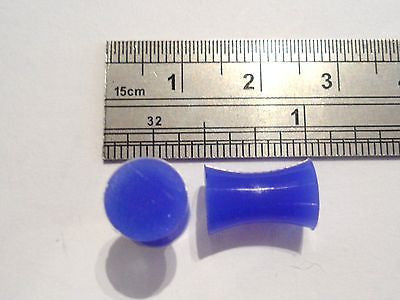 Pair 2 pieces Double Flare Flexible Silicone Ear Lobe Plugs 2 gauge 2g Dark Blue - I Love My Piercings!