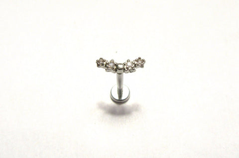 Curved Clear Crystal Marcasite Stud Barbell Straight Post 8 mm 16 gauge 16g - I Love My Piercings!