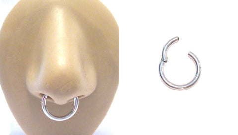 Surgical Steel Septum Nose Hinged Seamless Hoop Ring 12 gauge 12g 12 mm - I Love My Piercings!