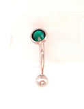 5 mm Flat Top Dark Green Crystal Vertical Clitoral Hood VCH Jewelry Curved Genital 14g - I Love My Piercings!