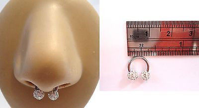 Clear Crystal Balls Half Hoop Horseshoe Septum Ring 16 gauge 16g 8mm Diameter - I Love My Piercings!