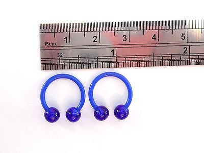 Bioplast Metal Sensitive Plastic Horseshoes Hoops Balls 14 gauge 14g Blue - I Love My Piercings!