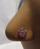 Sterling Silver Crystal Snowflake L Shape Post Nose Ring Stud Pin 20 gauge 20g - I Love My Piercings!