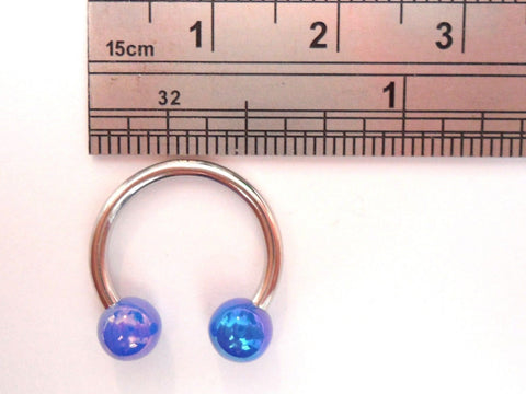 Blue Pearled Balls 14 gauge Horseshoe Hoop Curved Barbell 1/2 inch Diameter - I Love My Piercings!