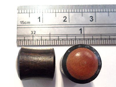 Black Ebony Teak Wood Inlay Organic Natural Plugs Double Flare 00g 00 gauge - I Love My Piercings!