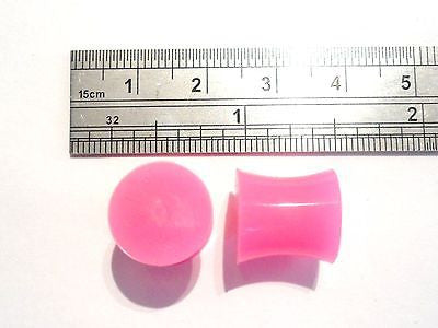 2 pieces Pair Pink Silicone Flexible Double Flare Lobe Plugs 00 gauge 00g - I Love My Piercings!