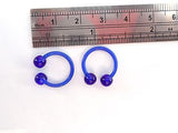 Bioplast Metal Sensitive Plastic Horseshoes Hoops Balls 14 gauge 14g Blue - I Love My Piercings!