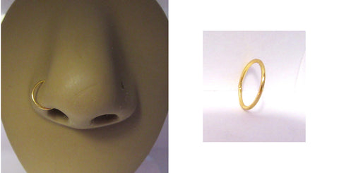 Gold Titanium Seamless Nose No Ball Thin Hoop Ring 22 gauge 22g  7 mm Diameter