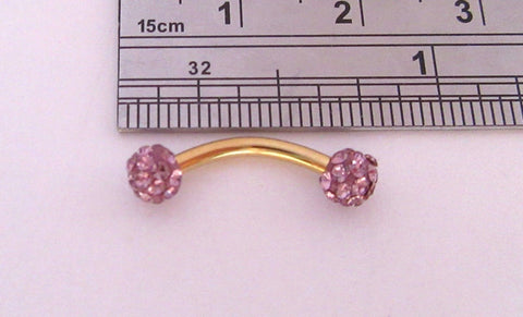 Gold Titanium Barbell Light Purple Crystal Balls VCH Jewelry Clit Hood Ring 16 gauge 16g - I Love My Piercings!