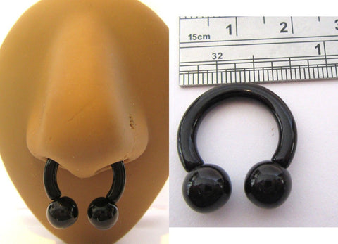 Black Acrylic Light Weight Septum Horseshoe Hoop 10 gauge 10g 14 mm Diameter - I Love My Piercings!