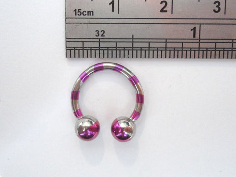 Two Toned Titanium Balls Horseshoe Purple Silver 14 gauge 1/2 inch Diameter - I Love My Piercings!