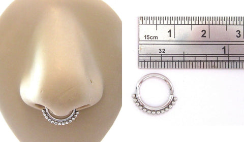Surgical Steel Ornate Beaded Septum Nose Seamless Hoop Ring 16 gauge 16g 8 mm - I Love My Piercings!