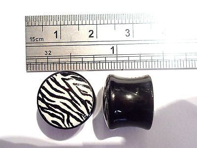 2 pieces Pair Double Flare Acrylic Ear Lobe Plugs 1/2 inch Zebra Stripe - I Love My Piercings!