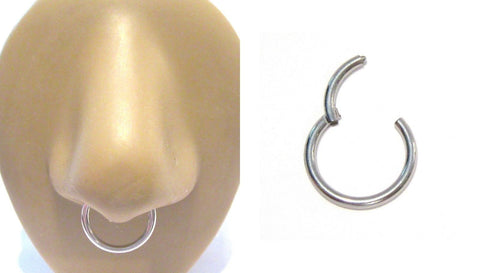 Surgical Steel Septum Nose Hinged Seamless Hoop Ring 14 gauge 14g 12 mm - I Love My Piercings!