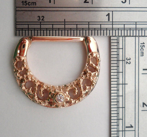 Rose Gold Titanium Ornate Filigree Half Hoop Nipple Straight Barbell 14 gauge - I Love My Piercings!