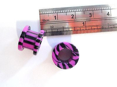 Pair 2 pieces Double Flare Acrylic Screw Fit Purple Black Tunnels 00 gauge 00g - I Love My Piercings!