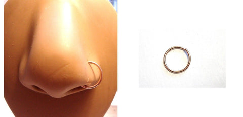 Rose Gold Titanium Twist Open Seamless Nose Hoop Ring 20 gauge 20g 8 mm Diameter - I Love My Piercings!