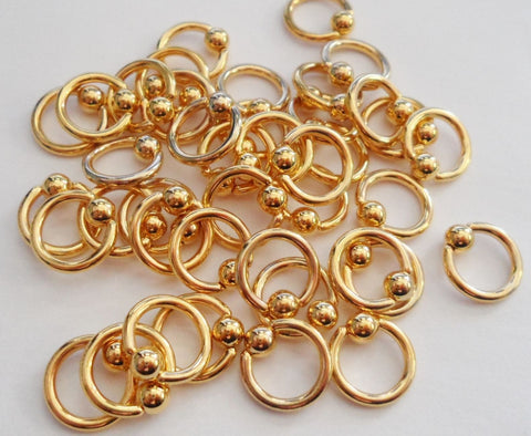 Wholesale Lot 25 GOLD Plated CAPTIVES Hoops Rook Daith Tragus 16 gauge 16g 6mm - I Love My Piercings!