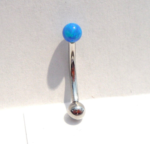 Blue Opal 4mm Ball Vertical Clitoral Hood VCH Jewelry Curved Barbell Genital 14 gauge - I Love My Piercings!
