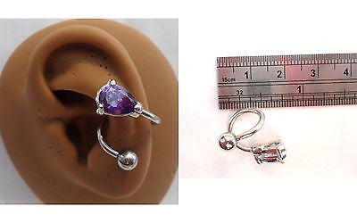 Stainless Surgical Steel Purple Crystal Wrap Cuff Conch Ring Hoop 14 gauge 14g - I Love My Piercings!