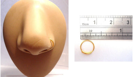 Gold Titanium Nose Hoop Ring Bar Attached 20 gauge 20g 7 mm Diameter - I Love My Piercings!