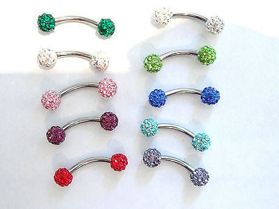 Crystal Balls VCH Jewelry Vertical Hood Piercing Curved Barbell Ring 14 gauge 14g - I Love My Piercings!