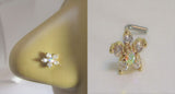 18k Gold Plated Crystal Iridescent Flower Bent L Shape Stud Pin Post 20 gauge - I Love My Piercings!