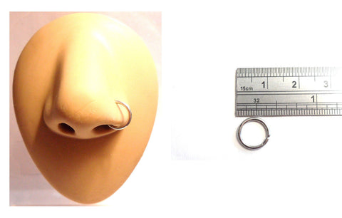 Surgical Steel Seamless Nose No Ball Thin Hoop Ring 16 gauge 16g 8 mm Diameter - I Love My Piercings!