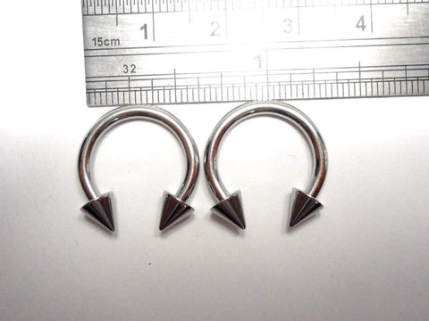 Pair Surgical Steel Horseshoes Spikes Hoops Cartilage Lip Rings 12 gauge 12mm - I Love My Piercings!