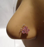 Sterling Silver Crystal Butterfly L Shape Post Nose Ring Stud Pin 20 gauge 20g - I Love My Piercings!