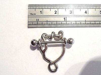 Stainless Steel Tribal Wrap Hoop Nipple Barbell Ring SHIELD 14 gauge 14g - I Love My Piercings!