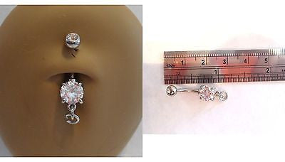 Surgical Steel Add Your Own Charm Belly Navel Ring Clear Crystal 14 gauge 14g - I Love My Piercings!