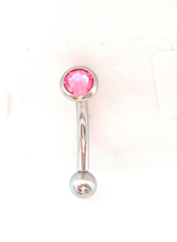 5 mm Flat Top Pink Crystal CZ Vertical Clitoral Hood VCH Jewelry Curved Genital 14 gauge - I Love My Piercings!