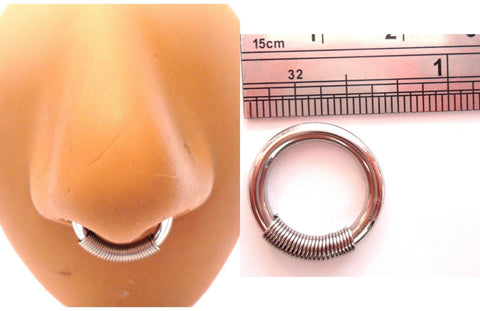 Surgical Steel Hoop Spring Loaded Septum Ring 1/2 inch Diameter 10 gauge 10g - I Love My Piercings!