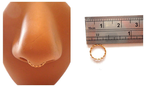 Gold Titanium Twisted Septum Hoop Seamless Jewelry 18g 18 gauge 8 mm Diameter - I Love My Piercings!