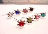 8 Sterling Silver Nose Studs Rings L Shape Pins Crystal Sun 20g 20 gauge - I Love My Piercings!