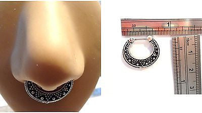 Black Surgical Steel Septum Ornate Tribal Hoop Barbell Jewelry 16 gauge 16g - I Love My Piercings!