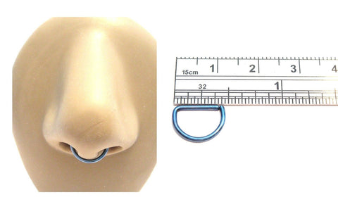 Blue Titanium Plated Straight Bar Easy Use Septum Nose Hoop 16 gauge 16g 10mm - I Love My Piercings!