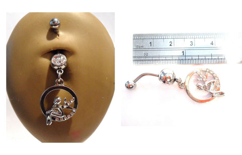 Surgical Steel Clear Cz Fairy Tinker Belly Curved Barbell Ring Bar Jewelry 14g - I Love My Piercings!