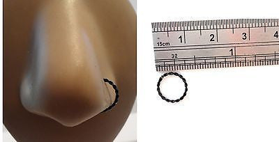 Coiled Enamel Non Tarnish Nose Hoop Ring Jewelry 20 gauge 20g Black - I Love My Piercings!