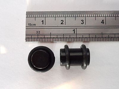 2 pieces Pair Black No Flare Lobe Plugs 0 gauge 0g O rings - I Love My Piercings!